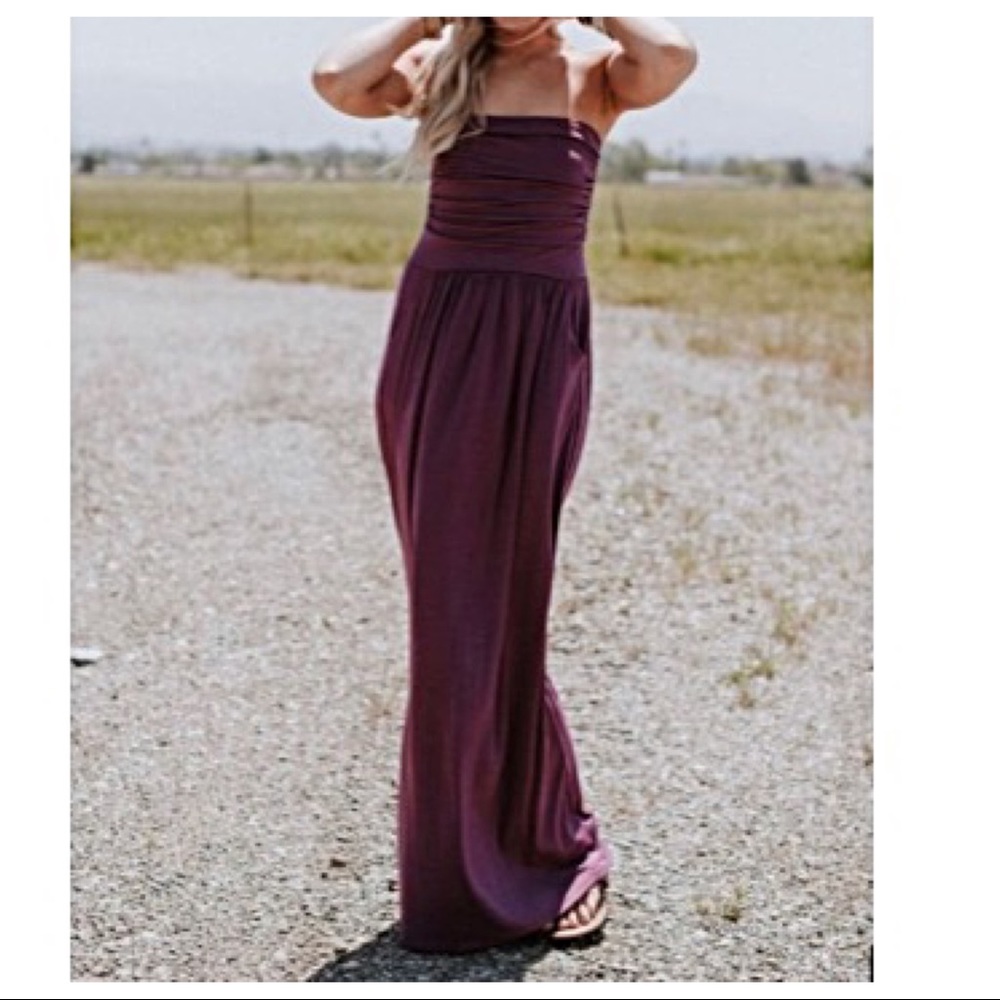 ✨LAST ONE ✨Burgundy side pocket tube maxi dress - Picture 5 of 5